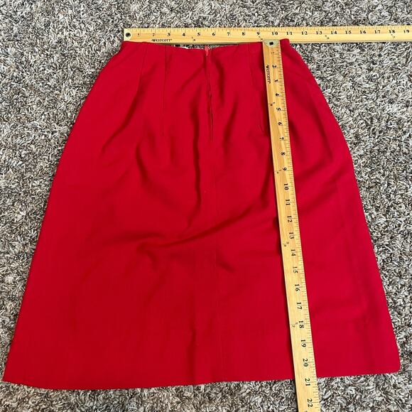 Vintage Skirt Size XS Red Solid A Line Knee Length Retro Secretary High Rise - Picture 13 of 14
